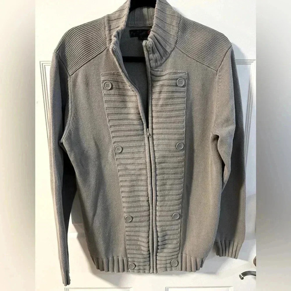VTG Guess Textured Knit Button Zip Up Sweater Jacket XL Y2K Preppy Fall Neutral - Picture 1 of 12